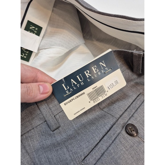 Lauren Ralph Lauren Dress Pants Mens 31x36 Gray Wool Pleated Lined NWT Unhemmed - Picture 6 of 15